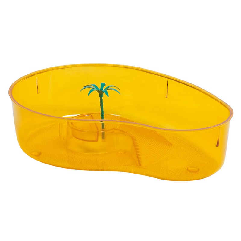 KIDNEY-SHAPED TURTLE TANK WITH PALM TREE